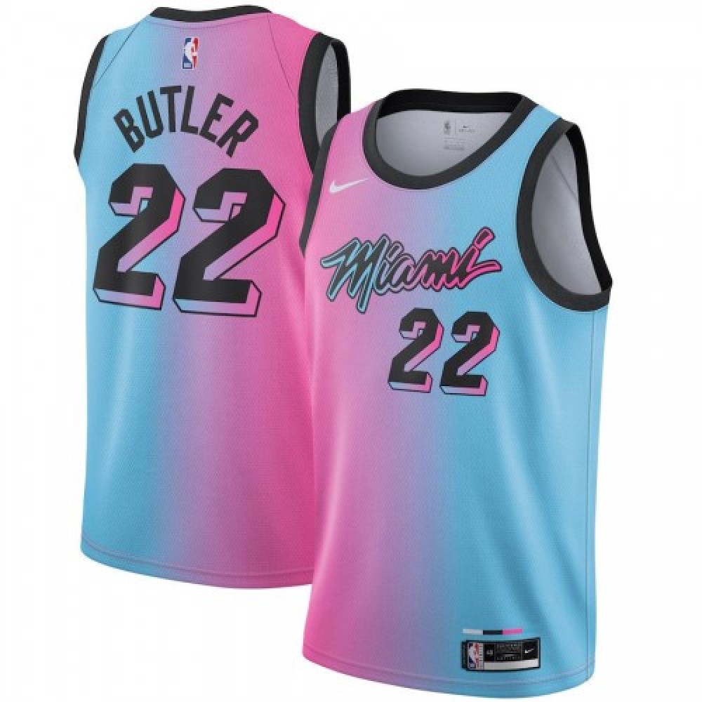 Men's Miami Heat Jimmy Butler #22 Blue&Pink 20/21 Swingman Jersey - City Edition-Pro Kit Vault | Brand New 26/27 Sports Jerseys